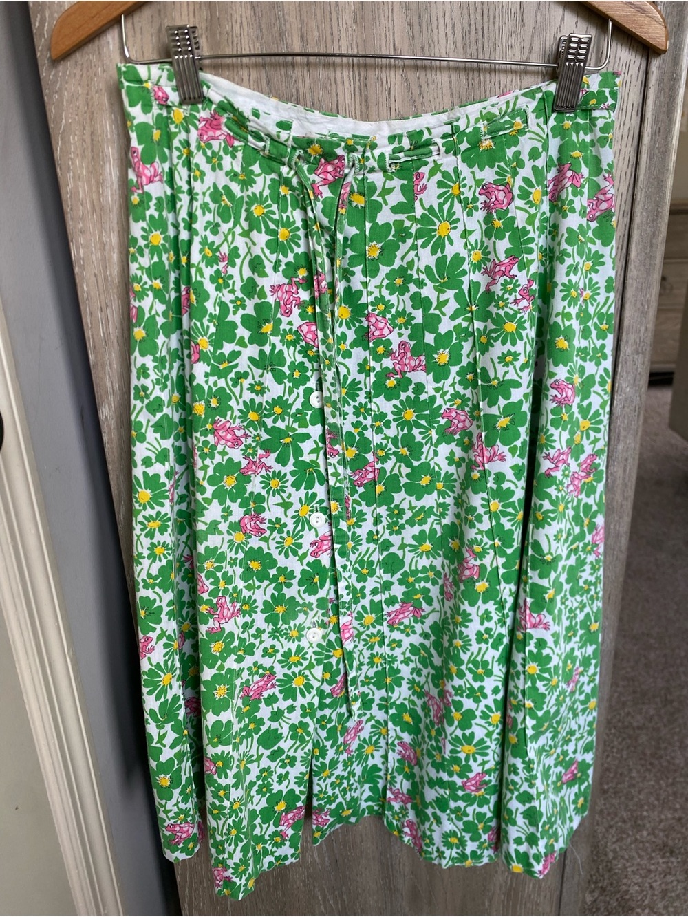 Vintage Green Floral Adjustable Skirt - S